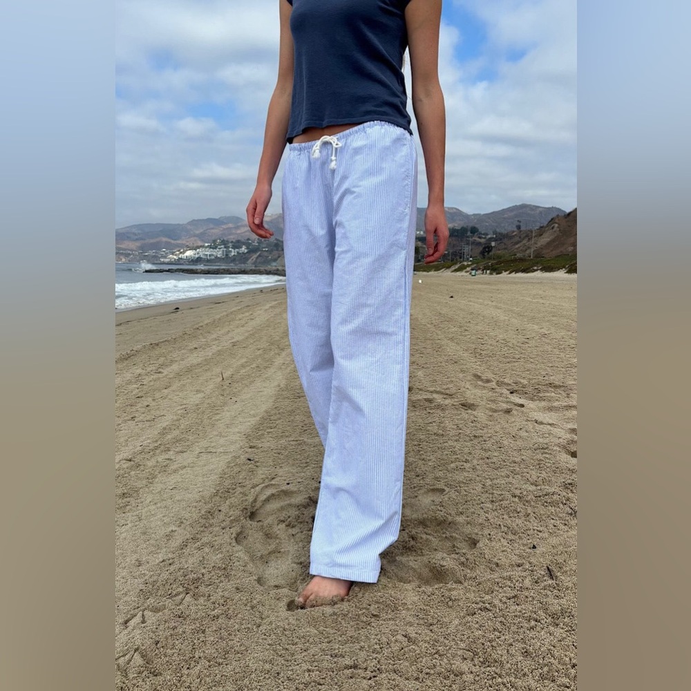 Brandy Melville Light Blue Stripe Drawstring Pants